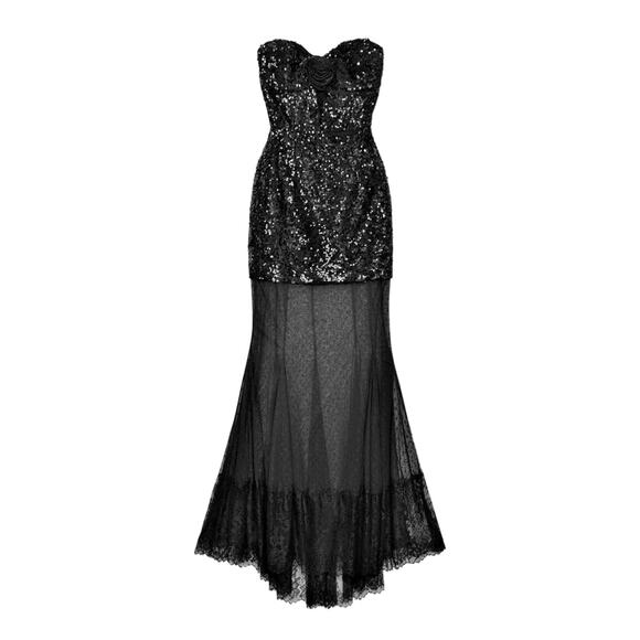 Rebecca Vallance Diana sequined mesh-trimmed gown US 6 - Picture 6 of 14